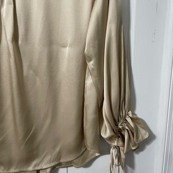 Vivienne Hu Women’s NWT Long Sleeve Gold Silk Style Large collar size 2 - Picture 15 of 16
